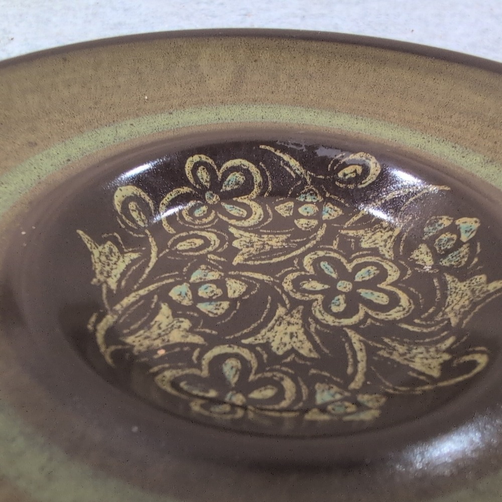Franciscan Madeira Brown Moss Green Floral Earthenware Saucer Plate Vintage MCM - Picture 3 of 7